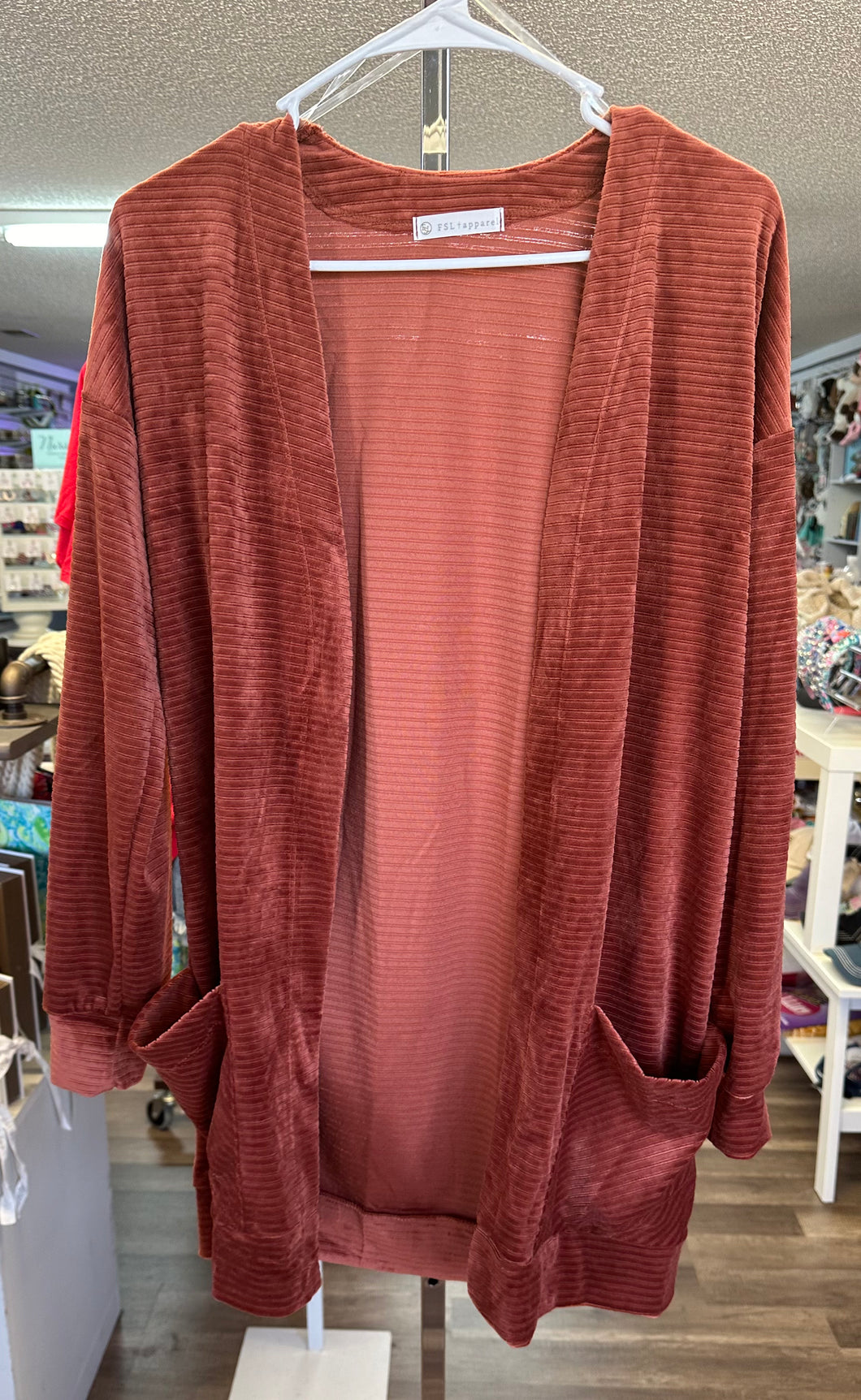 Rust Velvet Cardigan