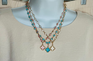 Clear Crystal Clover Necklace