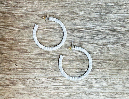 White Rope Hoop Earrings