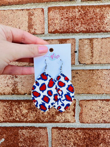 Red White and Blue Leopard earrings