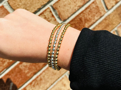 Mixed Metal stretch bracelet stack