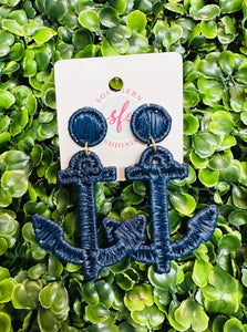 Navy Blue Anchor Earrings
