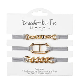 Maya J Bracelet Hair Ties Gold with Gray