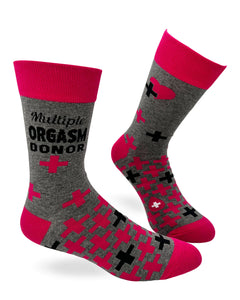 Multiple Orgasm Donor Men's Novelty Crew Socks by Fabdaz