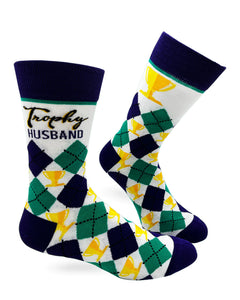 Trophy Husband Men's Novelty Crew Socks by Fabdaz