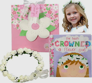 Flower Girl Proposal Box "I've Been Crowned a Flower Girl!" Book & Crown Set NEW