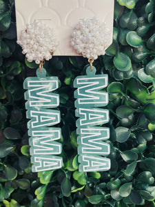 White Outlined Mama Earrings - Southern Fashionista Boutique 
