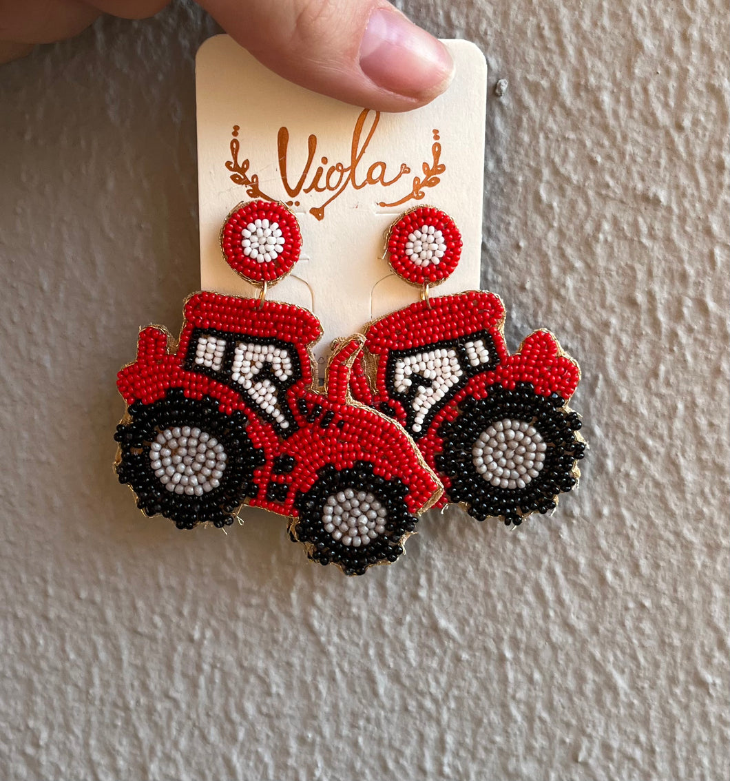Tractor Seed Bear Earrings - Southern Fashionista Boutique 