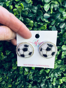 Soccer Seed Bead Earrings